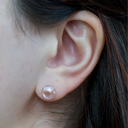 Menina Pink Pearl Studs Model Photo.webp